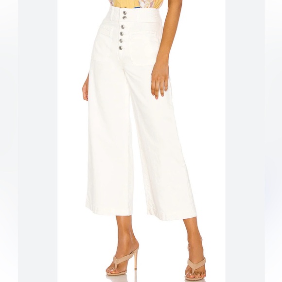 Free People Colette Wide Leg Cropped Pants in Ivory White Size 28 - Picture 1 of 12